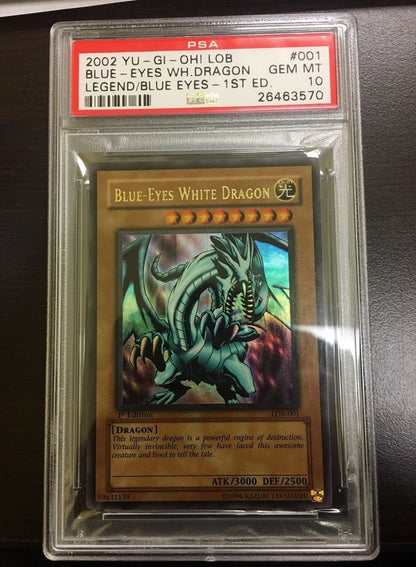 Yu-Gi-Oh PSA 10 Blue Eyes White Dragon 1st Edition LOB-001 Gem MINT