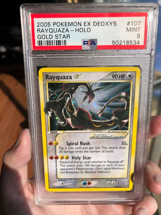 Rayquaza Pokemon Gold Star 107 107 Pokemon Card PSA9