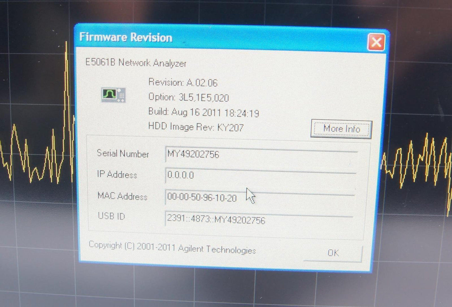 Agilent E5061B 5Hz - 3GHz ENA Network Analyzer Options 3L5 1E5 020